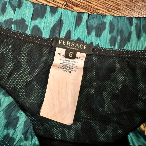 Versace Green/Gold Leopard Swim Shorts - Picture 3 of 6